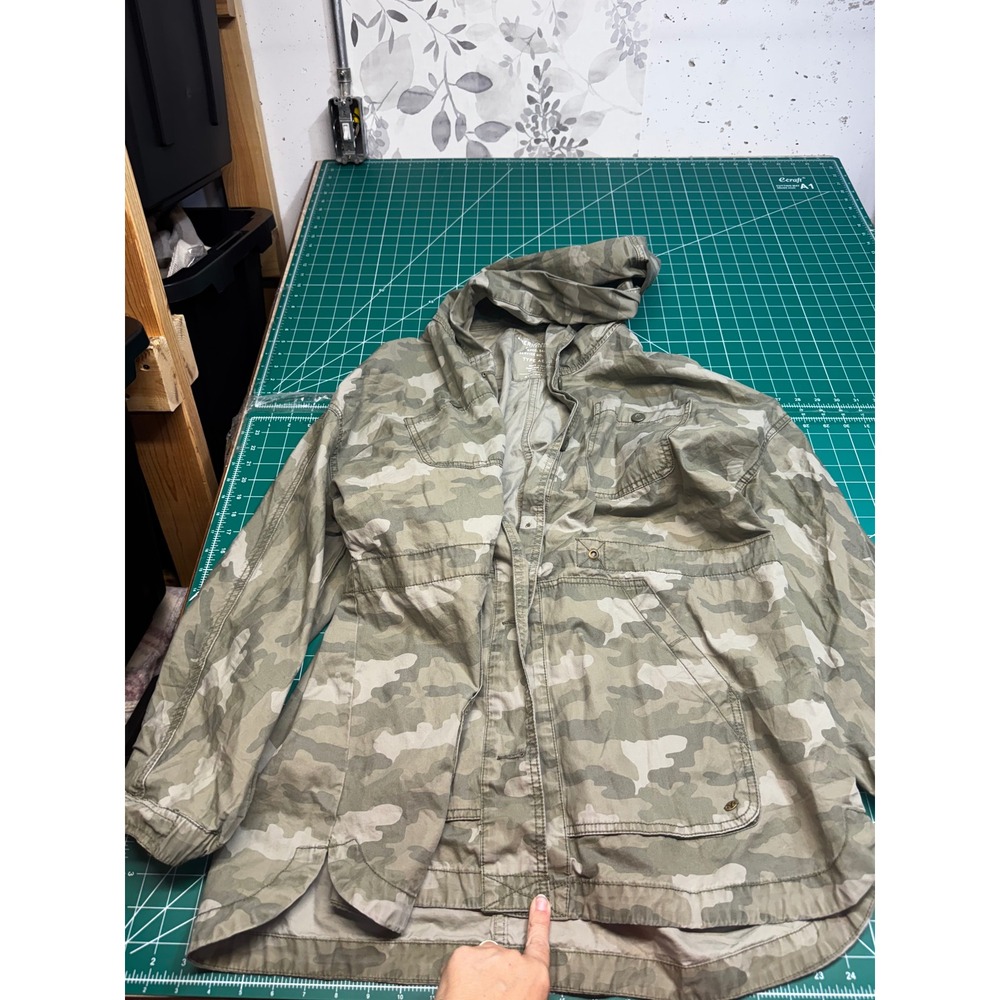 American Eagle Womens Camo Utility Jacket XXL Hooded Military Field Coat AE-177